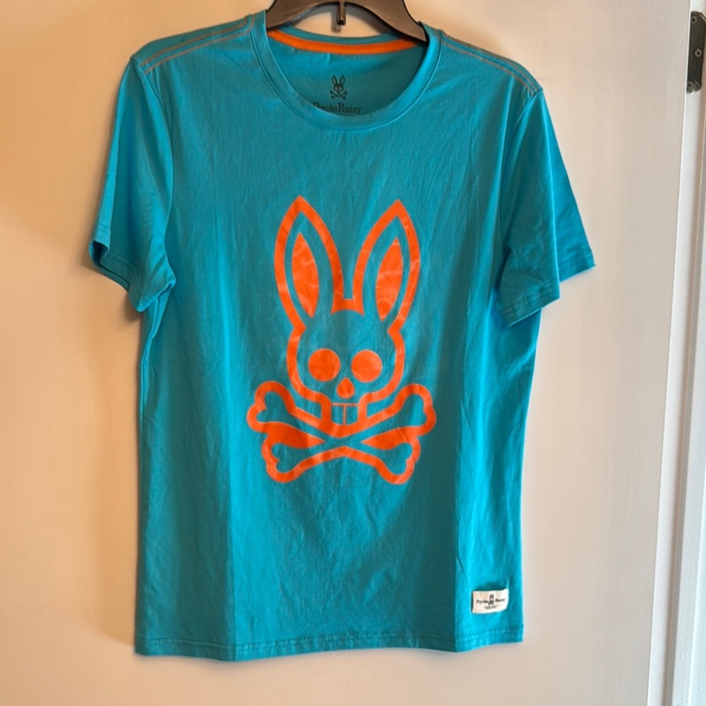 Psycho Bunny Blue and Orange Short Sleeve Tee